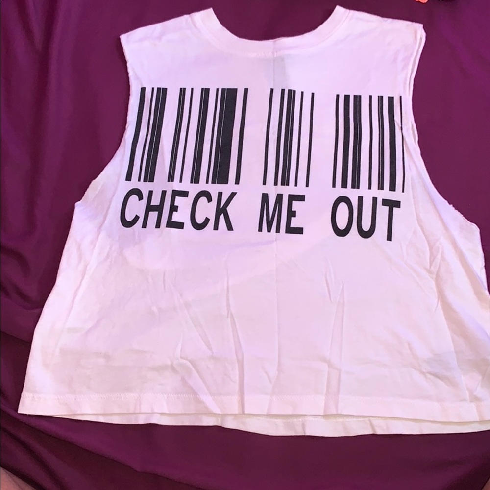 “ Check me out “ White sleeveless Crop top.